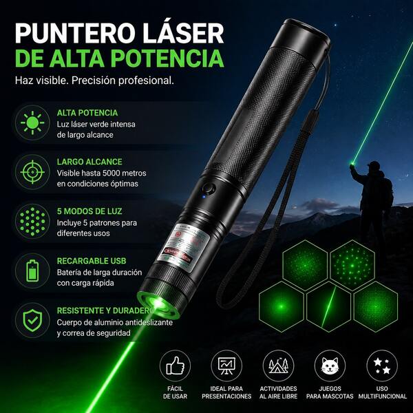 Green Light Flashlight, Portable High Power USB Rechargeable Outdoor Flashlight, Suitable For Camping, Hiking, Astronomy And Emergency.