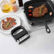 Pelunak Daging Stainless Steel 48 Jarum, Gagang ABS Hitam Anti Selip dengan Kunci Pengaman, Jarum Baja Tajam dengan Cepat Memecah Serat Daging, Cocok untuk Steak, Daging Sapi, Kalkun, Ikan, Berbagai Unggas untuk Memarinasi dan Memberi Bumbu, Alat Pra-pengolahan Dapur Rumah, Koki Keluarga Mudah Membuat Daging Empuk, Aksesori Memasak Daging Portabel dan Tahan Lama - MultiWarna - View 12