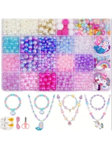 Macaron Color 3-Style Mixed Beads & Purple Mermaid Set, Handmade Bracelet Necklace Earrings Jewelry DIY Making, Creative Craft Materials & Accessories - Multicolor - View 14