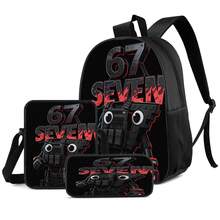 Cool Black Tactical Mecha Robot 2D Print 3-Piece Backpack Set, Large Capacity Backpack, Crossbody Bag, Pencil Case, Adjustable Wide Breathable Shoulder Straps, Side Mesh Pockets, Water Bottle Holder, Personalized Daily Commute Outdoor Storage Bag Set - Printed Bag - View 1