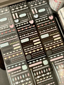 35cm/Roll Cute Die-Cut Divider Line Stickers, DIY Decorative Card, Planner, Scrapbook, Photo Card, Phone Case Collage Material - Black - View 5