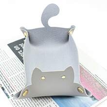 Cat-Shaped Desktop Storage Tray, Office Desk Storage Box, Folding Jewelry, Stationery, Key Storage Tray, Home Desktop Decoration, Suitable For Desktop, Bedroom, Car Storage, And Other Small Items. A Must-Have Cute Storage Tray For Every Household. - Multicolor - View 12