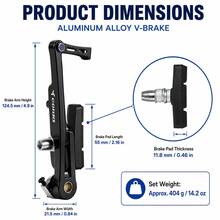 Bike V Brake Set Aluminum Alloy 124.5mm Long Arm Front Rear Linear Pull Calipers 55mm Brake Pads For MTB City Folding Bicycle - Apricot - View 4