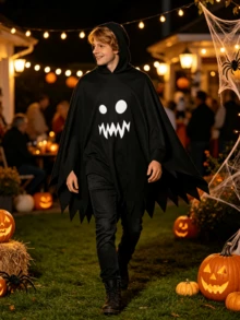 1 buah Jubah Wajah Hantu Pesta Halloween, Jubah Kostum Pesta Bertema, Perlengkapan Berpakaian untuk Acara Kumpul-kumpul Liburan - MultiWarna - View 5