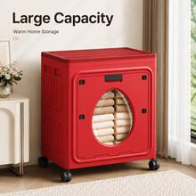 Foldable Clothes Storage Box Cabinet, Large Capacity Bedroom Wardrobe Organizer Box With Flip-Top Front Door For Clothes And Blankets - Red - View 7
