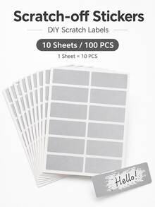 50pcs Large Capacity Scratch-Off Reveal Stickers, Silver DIY Scratch-Off Stickers, Self-Adhesive Reveal Stickers, Suitable For Cards, Gifts, Games, Rewards, Party Favors And Creative Crafts - A - View 12