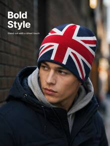 European Style Jacquard British Flag Knit Beanie, Autumn/Winter Unisex Warm Personalized Hip-Hop Beanie - Multicolor - View 6