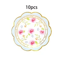 10pcs/60pcs/120pcs 7.28 Inch Floral Paper Plates, 6 Styles Gold Foil Rimmed Party Paper Plates, Pink/Blue/Yellow/White Flower Decor Paper Plates Suitable For Wedding, Bridal Shower, Birthday Tea Party, Paper Plates For Appetizers, Desserts, Snacks, Suitable For Large Gatherings - Multicolor - View 14