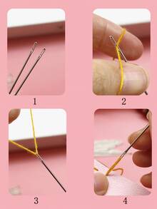 30pcs Side-Loading Self-Threading Needles With Large Eye Design, Paired With Faux Sandalwood Storage Needle Case, Easy Threading, Suitable For Clothing Repair, Embroidery, Fabric Crafts, Home Textile Mending, Daily Sewing DIY Accessories - Side-mounted Needle + Faux Sandalwood Needle Case - View 8