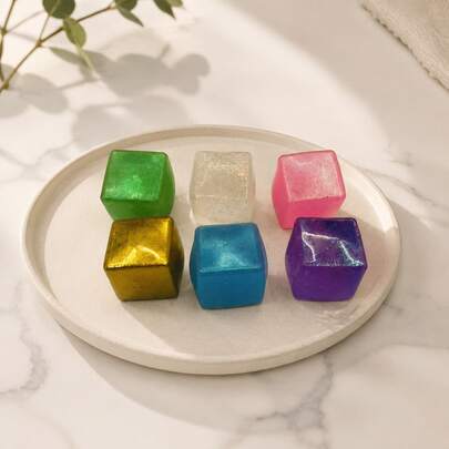 Glitter Cube Squeeze Squishy Toy, Soft Fidget Sensory Squeeze Toy, Shiny Colorful Block Decompression Toy, Stress Relief Entertainment Collectible Toy
