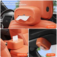 Car Tissue Box Holder - Universal Seat Back & Armrest Mount, Premium Leather-Look Design For Easy Access - A - View 6