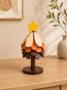1 Set 5pcs 15cm Solid Wood Folding Heat-Insulating Mats With Storage Rack, Apple/Star Topper Christmas Tree Shaped Table Pot Mats, Creative Desktop Home Decor Christmas New Year Gift - View 10