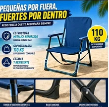 Silla Playa Plegable | Pack 2 SillasOfertasPlaya I Ligera y Resistente I con Asa deTransporte I Color Azul y Turquesa IMedidas 54x54x25/63 cm I Peso Maximo110 Kg - Beige - Voir 4