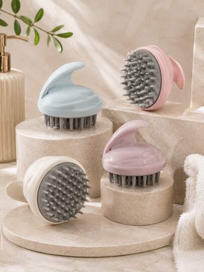 Cepillo de masaje de cuero cabelludo de silicona, cepillo de champú con cerdas suaves desmontables, limpieza profunda y masaje relajante del cuero cabelludo, herramienta de cuidado del cabello para uso en seco y húmedo, cepillo de ducha portátil, esencial de belleza, esencial para volver a la escuela y viajes, regalo de vacaciones