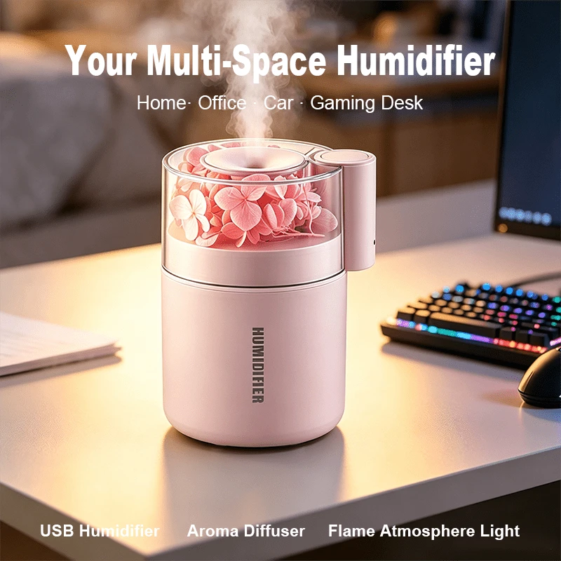 SOKANY Eternal Flower Humidifier, USB Aromatherapy Humidifier, Dual Speed Mist Mode, Multiple Color Ambient Light, 180ml Water Tank, Quiet Hydration, Nano-Level Fine Mist, Suitable For Home/Bedroom/Car And Other Scenes
