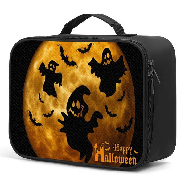 Halloween Series Multi-Style 2D Printed Tote Bag, Multiple Patterns Available, Long-Lasting Cold & Heat Insulation, Dual Zipper Large Capacity Handbag, Portable Tote Bag For Holiday Party, Commute, Picnic
