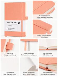 1pc A5 Hardcover Dot Grid Notebook, 192 Pages Bullet Journal, Portable Notebook With Elastic Band And Pen Loop, Suitable For Writing, Planning, Journaling, School, Office And Learning - A5 - View 3