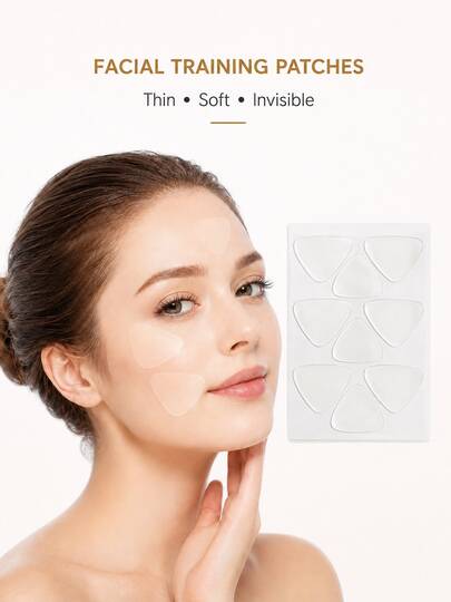 Facial Patch Beauty Tool Facial Training Patch Facial Sticker, Transparent Silicone Patch Facial Care Accessory, Forehead, Cheek, Jawline, Smile Line Area Training Patch, Thin Soft Lightweight Portable Beauty Tool, Women's Daily Use Gift