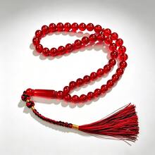 Muslim Prayer Beads Tasbih, Transparent Red Glossy Beads With Tassel, Handmade Islamic Religious Item Misbaha Decor, Suitable As Gift - Multicolor - View 1