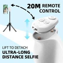 UEGOGO Smartphone Camera Stand With LED Fill Light, Suitable For Live Streaming And Video Recording, Detachable Magnetic Wireless Remote Control, 360° Rotating Design, Automatic Lighting, Convenient For Selfies - White - View 7