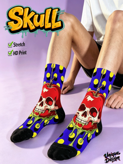 Cool 360° Printed Men's Socks - Streetwear Socks,Pop Skull,Cherry,Gothic,Artistic Graffiti,Colorful,Funny Socks, Fit Daily, Holiday & Party Occasions