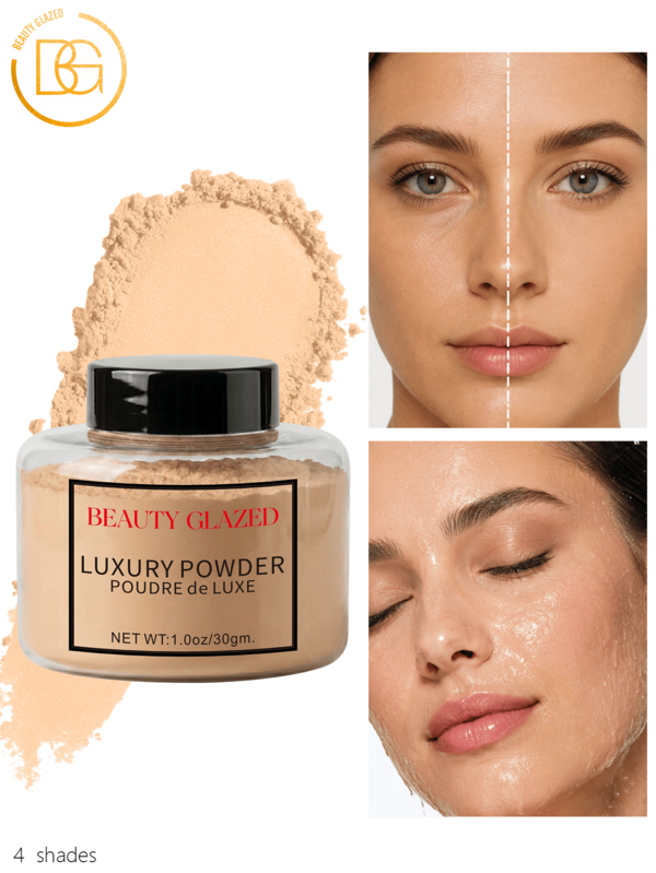 beauty glazed Soft Focus Setting Powder, Silky And Creates A Soft Glow Without Oiliness, Smooths Pores And Fine Lines, Soft Matte Finish, Long-Lasting Wear, 4 Shades Suitable For All Skin Tones, Suitable For Normal And Oily Skin