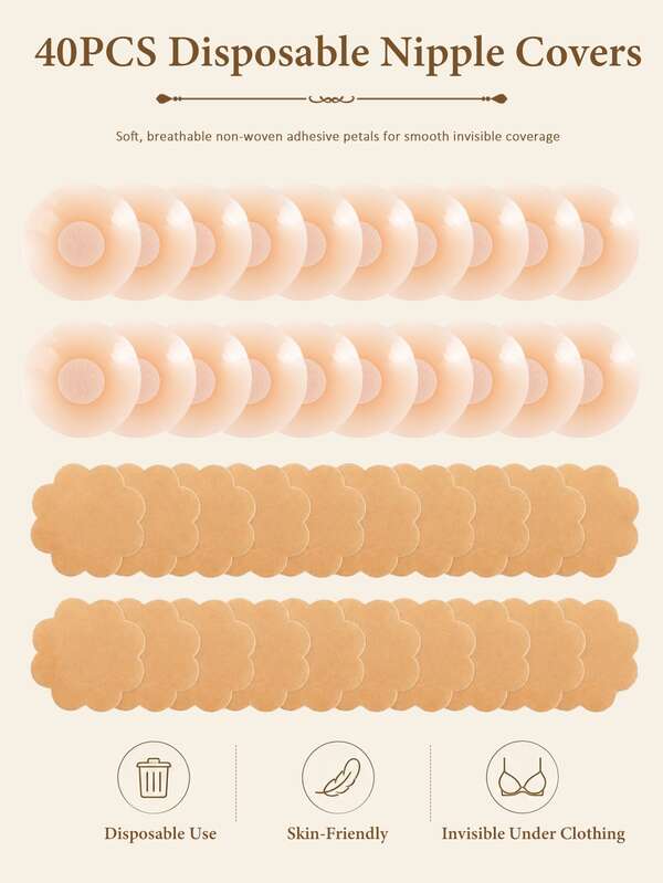2/10/20pcs Silicone Adhesive Nipple Covers, Compact And Portable, Suitable For Travel, Beach, Dresses, Camisoles And Bikinis