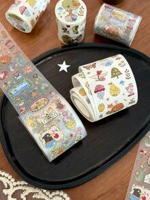 35cm/Loop Cute Japanese Fantasy Forest Die Cut Dispensing Sticker DIY Deco Card Journal Scrapbooking Photo Card Phone Case Collage Supply - Black - View 5