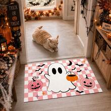 1/2pcs Halloween Ghost & Pumpkin Pattern, Vintage Diatomaceous Earth Mat, Super Absorbent, Non-Slip, Perfect For Bathroom, Kitchen And Dining Room, Quick Drying, Machine Washable, Perfect Gift For Home Decor And Bathroom Mat - Multicolor - View 5
