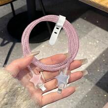 3D Star Data Cable Protector Compatible With Apple 18W/20W, Ins Sweet Girl Style Data Cable Protector, Gift For Friends, Ideal Small Gift, Christmas Gift - Wavy Star - View 4