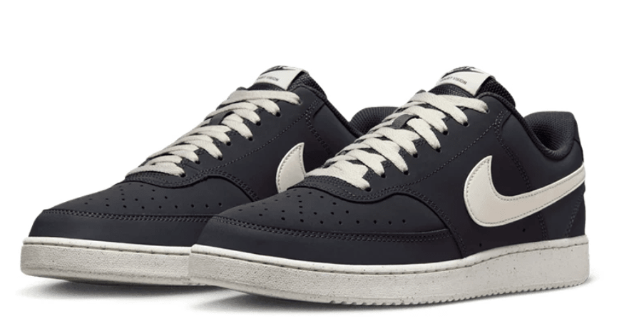 Nike Court Vision Synthetic Leather Classic Comfortable Breathable Low-Top Sneakers Men's Black And White