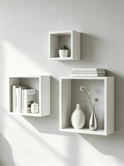 3pcs Modular Cube Floating Wall Shelves, U‑Shape Wall‑Mounted Display Cubby Shelf, Decorative Storage Wall Organizer For Bedroom Living Room Study Bathroom