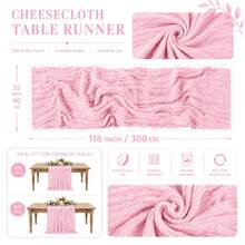 15 Packs Light Pink Cheesecloth Table Runner, Gauze Table Runner 35*120 Inch Sheer Crinkled Boho Rustic Table Runner For Wedding Party, Baby Shower, Birthday, Bridal Shower, Thanksgiving, Friendsgiving, Engagement Party, Home Decor - Light Pink - View 4
