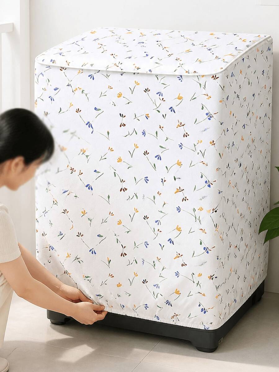 Thickened Printed Sun Protection Washing Machine Cover, Household Washing Machine Drum Cover, Washing Machine Dust Cover - Multiple Styles Available, Suitable For Washing Machine Dust Cover, Protective Cloth, Dryer Cover - Multicolor - View 1