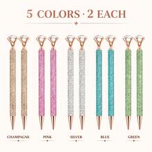 10pcs/Set Sparkling Rhinestone Ballpoint Pen Set, Diamond Top Shiny Crystal Metal Pen, Luxury Decorative Office Stationery Gift - Assorted - View 5