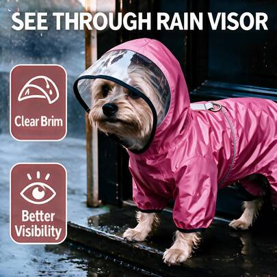 1 Stück Welpen Regenmantel/Transparenter Regenschutz mit sichtbarem Regenschirm Hund Vierbeiniger Regenmantel/Wasserdichter reflektierender kleiner Hund Teddy Yorkshire Pomeranian Outdoor Regenschutz Haustier Regenmantel/Mit Leinen Schnalle/Vollkörper Wasserdicht ohne Sichtbehinderung Schmutzabweisend/Mit Leinen Schnalle kleiner Hund Vierbeiniger Regenmantel