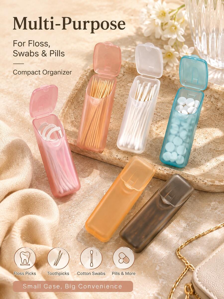 Mini Portable Transparent Storage Box, Travel Floss Box, Pill Box, Toothpick Box, Cotton Swab Storage Box, Flip Lid Pocket Storage Box, Small Multi-Purpose Dust-Proof Storage Box - Multicolor - View 1