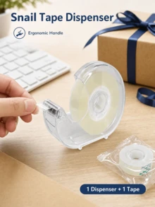 1pc Premium Snail-Shaped Tape Dispenser With 1 Roll Of Clear Tape, Durable And , Easy To Refill, Convenient Storage, Ready To Use, Instant Cut, Office Supplies Tape, Desk Accessories, Cute Stationery Set, School Supplies, Tape Dispenser With Adhesive Set, Clear Tape Dispenser, Perfect For Office, Crafts, Artists, Home Scrapbooking, School, Gift Wrapping And Shipping Packaging, Home Packaging Supplies (Tape Refills Available For Purchase) - Multiple Styles - View 2