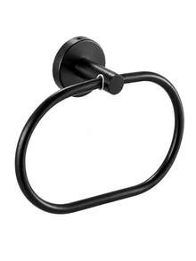 1 Pc Oval Stainless Steel Towel Ring, Screw Mounted Hand Towel Holder With 180° Pivoting Design, Sturdy Strong Support, Waterproof Rust-Resistant Wall Mounted Towel Hanger, Black Silver Gold Options For Bathroom, Vanity, Powder Room, Bathroom Refresh - View 13