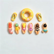 1/6/8/9/12pcs Mini Cute Swimming Figure Fridge Magnets, Realistic Resin Beach Fridge Magnets, Creative Super Small Decorative Magnets, Fixed Message Magnets, Suitable For Kitchen, Office Storage Cabinets, Fridge Decoration, Whiteboard, Kitchen, Office Photo Notes, Summer Home Party Decoration - Swimming Little Man - View 18