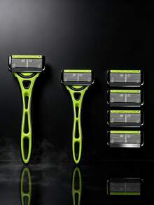 Men's 10-Blade Manual Razor Set, 1 Non-Slip Handle With 8 Replacement Blades, Smooth Shaving, Portable Interchangeable Blade Combination, Essential Grooming Tool For Men, Perfect Father's Day Birthday Gift, Suitable For Home And Travel, Skin-Friendly Anti-Scratch Lightweight Comfortable Grip, Multi-Layer Blades For Quick Clean Shave, Durable Replacement Blades, Cost-Effective Men's Shaving Tool - A - View 5