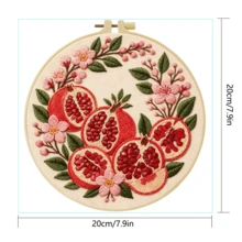 1PC 15*15cm/5.9*5.9in 20*20cm/7.9*7.9in, Red Pomegranate Embroidery Kit, DIY Handmade Embroidery Set For Adult Beginners, Home Gift, Women's Sewing Gift, Including User Manual, Printed Pattern Fabric, Embroidery Frame, Needle And Thread. - Red Pomegranate - View 4
