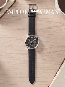 Armani AR11431 Men's Watch, Silver Round Case, Fashion Black Chronograph Dial, Personalized Accessory Suitable For Men's Business And Casual Styles - Black - View 3
