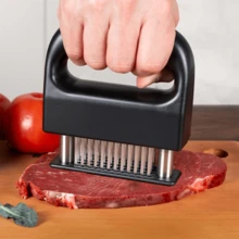 Pelunak Daging Stainless Steel 48 Jarum, Gagang ABS Hitam Anti Selip dengan Kunci Pengaman, Jarum Baja Tajam dengan Cepat Memecah Serat Daging, Cocok untuk Steak, Daging Sapi, Kalkun, Ikan, Berbagai Unggas untuk Memarinasi dan Memberi Bumbu, Alat Pra-pengolahan Dapur Rumah, Koki Keluarga Mudah Membuat Daging Empuk, Aksesori Memasak Daging Portabel dan Tahan Lama - MultiWarna - View 6