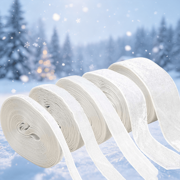 Grey Velvet Ribbon With Gold & Silver Metallic Thread (1.0/1.5/2.0/2.5/4.0cm) Multiple Sizes Available, Suitable For Christmas Tree Wrapping Decoration, Christmas Gift Stack Decoration And Christmas Window Display Decoration, Without Paper Spool
