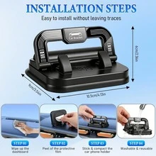 1pc 360 Degree Rotation Car Phone Holder, Temporary Parking Sign Holder Suitable For Dashboard Navigation Display, Two In One Multifunctional, Stable When Placed, Suitable For All Models, Made Of High-Quality ABS Material, Black Version, Hands-Free - A - View 3
