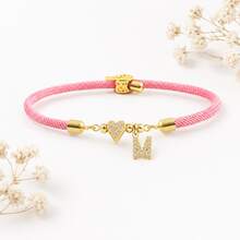 1pc A-Z Letter Heart Adjustable Braided Rope Bracelet For Women - Style 30 - View 3