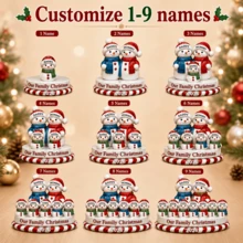 Custom Christmas Snowman Ornament, Personalized 1-9 Names Family Decor, Customized Xmas Keepsake Gift, Customizable Tree Hanging Ornament For Family Christmas Party Decorations - Style F - View 3