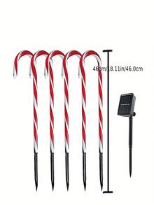 One By Five Christmas Outdoor Decoration LED Solar Powered Candy Cane Lights, Outdoor Holiday Decor Suitable For Garden, Lawn, Pathway, Fence, Yard, Entrance Walkway, Landscape Lighting And Night Scene Atmosphere Decoration - Multicolor - View 7