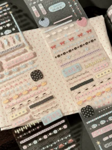 35cm/Roll Cute Die-Cut Divider Line Stickers, DIY Decorative Card, Planner, Scrapbook, Photo Card, Phone Case Collage Material - Black - View 6